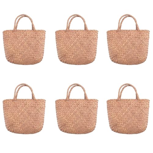 Reinscer 6X LäSsige Stroh Sack Natürlicher Wicker Handtasche Frauen Geflochtene Handtasche für Garten Handgefertigte Mini Gewebtes Rattan Reinscer 6X LäSsige Stroh Sack Natürlicher Wicker Handtasche Frauen Geflochtene Handtasche für Garten Handgefertigte Mini Gewebtes Rattan von Reinscer