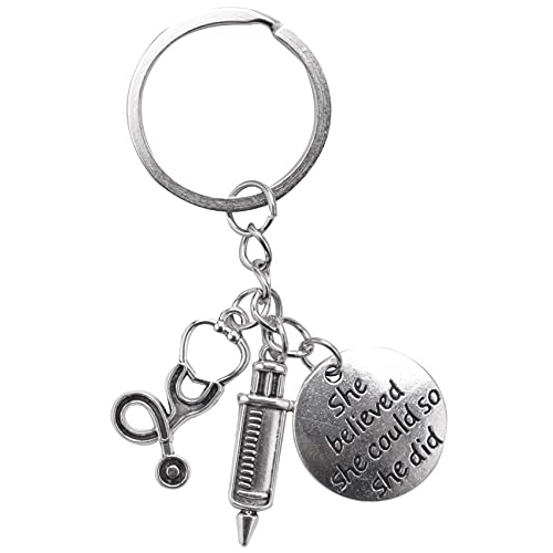 Reinscer Spritze Stethoskop Keychain Schluesselanhaenger Schluesselanhaenger Arzt Krankenschwester aerzte Student Graduation Geschenk Schmuck von Reinscer