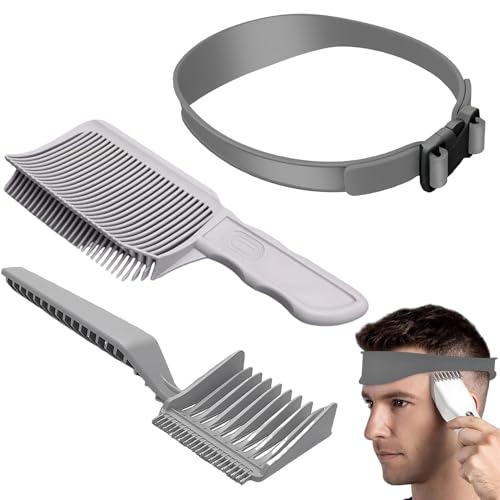 Verstellbare Fade Kamm, Barber Kamm Übergang Männer, Gebogener Positionierungskamm Und Silikon Haarschneide Schablone, Haare Schneiden Werkzeug Ideal für Selbsthaarschnitte grau von Reioanaok