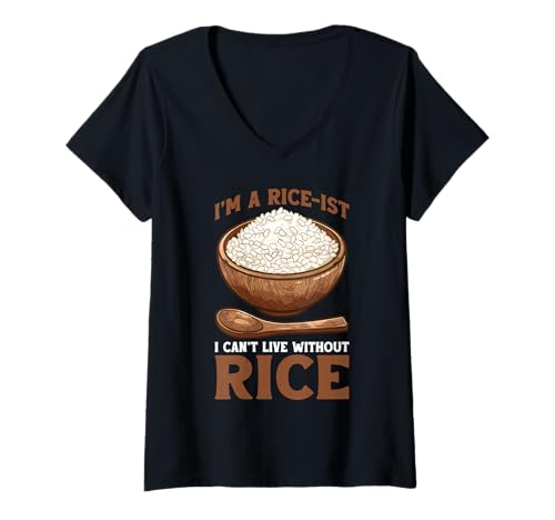 Damen I'm A Rice-ist I Can't Live Without Rice - T-Shirt mit V-Ausschnitt Damen I'm A Rice-ist I Can't Live Without Rice - T-Shirt mit V-Ausschnitt von Reis FH