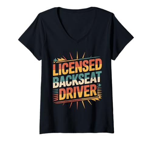 Damen Licensed Backseat Driver Roadtrip nörgeln |- T-Shirt mit V-Ausschnitt Damen Licensed Backseat Driver Roadtrip nörgeln |- T-Shirt mit V-Ausschnitt von Reisen Humor Road Companion Witze