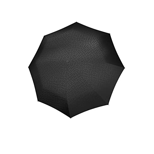 reisenthel umbrella pocket classic in Signature Schwarz Hot Print – Kompakter Taschenschirm aus recycelten PET-Flaschen – Mit ergonomischem Griffdesign von reisenthel
