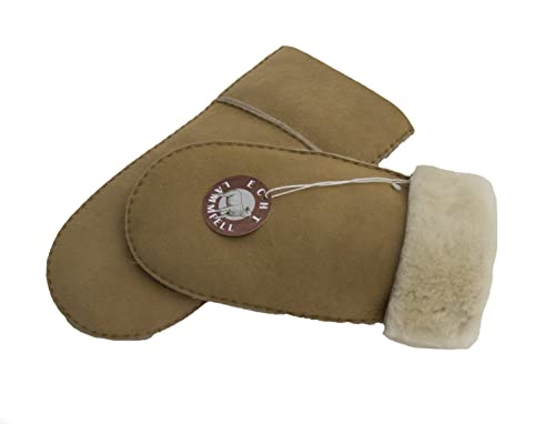 Reissner Lammfelle Merino Lammfell Fäustlinge Faust Handschuhe beige hellbraun S (Handumfang 17cm) von Reissner Lammfelle