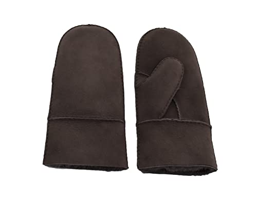 Reissner Lammfelle warme Merino Lammfell Fäustlinge Faust Handschuhe für Damen und Herren HDS-FAUST1-S-BRA braun S (Handumfang 17cm) von Reissner Lammfelle