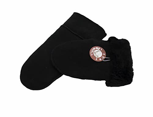 Reissner Lammfelle warme Merino Lammfell Fäustlinge Faust Handschuhe für Damen und Herren HDS-FAUST1-XS-SCH schwarz XS (Handumfang 15cm) von Reissner Lammfelle