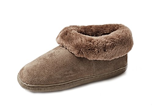 Reissner Lammfelle | Engel Hausschuhe Kreta | Veloursleder | Innenfutter Merino Lammfell | 44 braun von Reissner Lammfelle