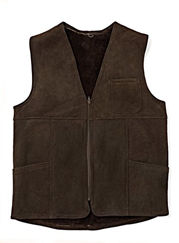 Herrenweste RICO Lammfell Wildleder dunkelbraun 3XL von Reissner Lammfelle