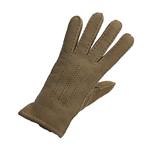 Reissner Lammfelle warme Merino Lammfell Finger Handschuhe für Damen und Herren HDS-FINGER1-M-BEI beige M (Handumfang 19cm) von Reissner Lammfelle