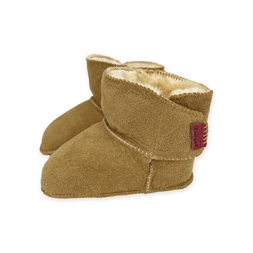 Reissner Lammfelle Engel Babyschuhe aus Lammfell Modell Lyon mit Klettverschluss (1-Klett) beige Hellbraun 18/19 von Reissner Lammfelle