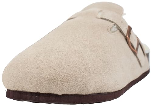 Reissner Lammfelle | Engel Hausschuhe MALMOE | Pantoffel | Innenfutter echtes Merino Lammfell | Sohle mit Korkoptik | Seitliche Schnalle | beige 37 von Reissner Lammfelle