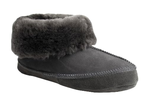 Reissner Lammfelle Engel Hütten Hausschuh Norway aus Merino Lammfell mit weicher Ledersohle Silber grau Grösse 47 von Reissner Lammfelle