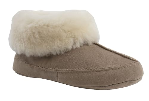 Reissner Lammfelle | Engel Hausschuhe Norway | Hüttenschuh | Veloursleder | Innenfutter echtes Merino Lammfell | weiche Ledersohle | beige 47 von Reissner Lammfelle
