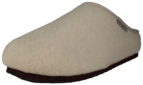 Reissner Lammfelle Engel Lammfell Hausschuh Modell FEFI mit Filzoberfläche und PU-Sohle beige Grösse 41 von Reissner Lammfelle