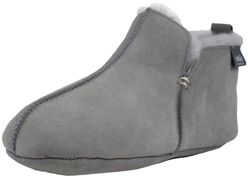 Reissner Lammfelle | Engel Hausschuhe SVENSKA | Innenfutter echtes Merino Lammfell | Veloursleder | Mittelnaht | weiche ins Leder integrierte Sohle | Silber grau 37 von Reissner Lammfelle