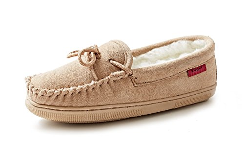 Reissner Lammfelle | Engel Hausschuh Moccasin | Veloursleder | Innenfutter echtes Merino Lammfell | beige 44 von Reissner Lammfelle