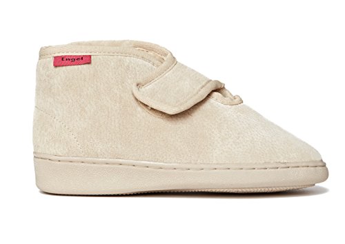 Reissner Lammfelle | Engel Hausschuhe Athen | Veloursleder | Innenfutter echtes Merino Lammfell | knöchelhoch | Klettverschluß | 35 beige von Reissner Lammfelle