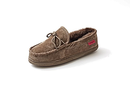 Reissner Lammfelle | Engel Hausschuhe ELBA | Mokassins | Veloursleder | Innenfutter echtes Merino Lammfell aus Australien | 41 braun von Reissner Lammfelle