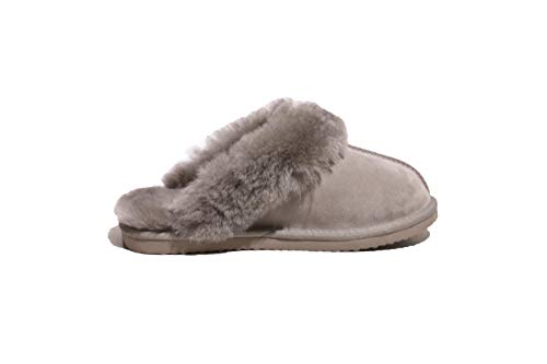 Reissner Lammfelle | Engel Hausschuhe Nadine | Pantoffel | Veloursleder | Innenfutter echtes Merino Lammfell | mit Fellkranz | Platin 41 von Reissner Lammfelle