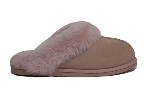 Reissner Lammfelle | Engel Hausschuhe Nadine | Pantoffel | Veloursleder | Innenfutter echtes Merino Lammfell | mit Fellkranz | rosé 41 von Reissner Lammfelle