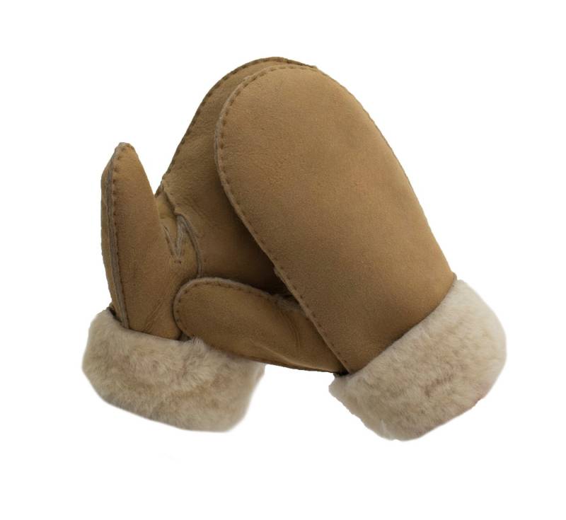 Reissner Lammfelle Lederhandschuhe Fäustlinge Faust Handschuhe Lammfell mit Veloursleder (2-St) mit umgeschlagbarem Rand von Reissner Lammfelle