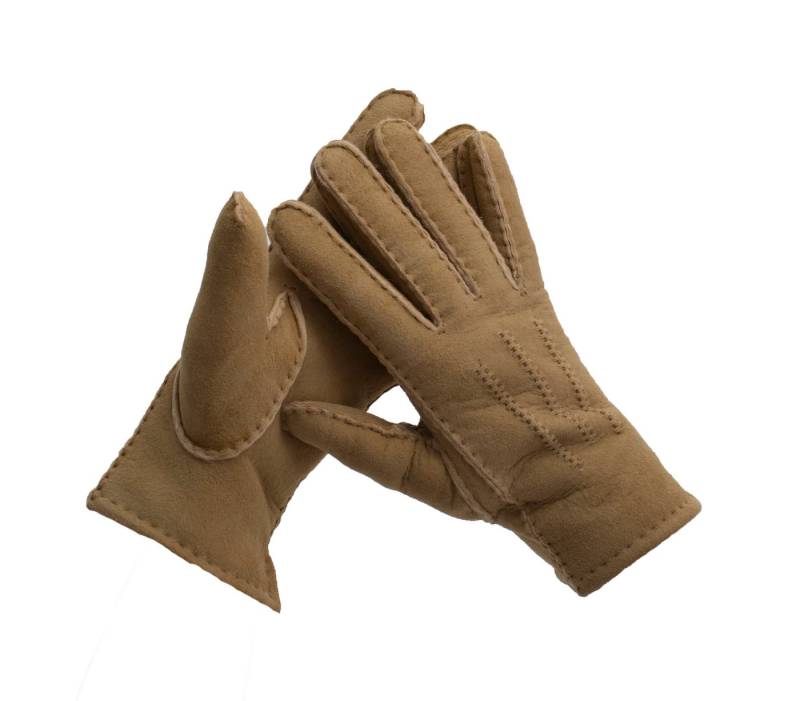 Reissner Lammfelle Lederhandschuhe Handschuhe echtes Lammfell Obermaterial Veloursleder Beige XXL (1-St) von Reissner Lammfelle