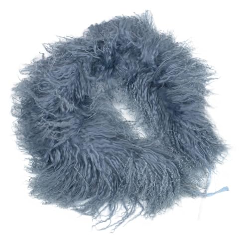 Reissner Lammfelle langflorige Kurz Boa Stola aus 100% Tibet Lammfell Farbe wasserblau JAY20 Boa-75 von Reissner Lammfelle