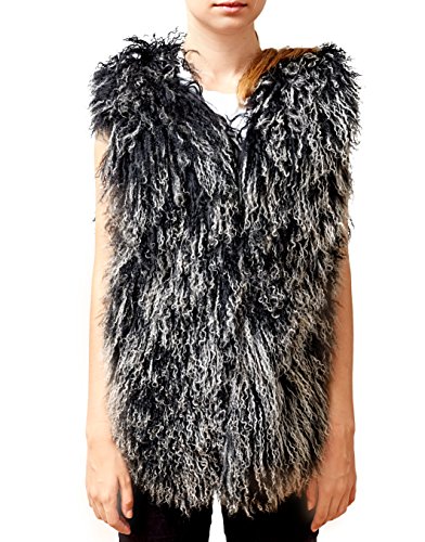 Reissner Lammfelle langflorige Tibetlammfell Weste JYB14 Farbe schwarz (Tops) Größe M von Reissner Lammfelle