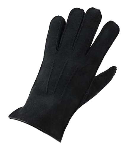 Reissner Lammfelle warme Entrefino Lammfell Finger Handschuhe für Damen und Herren LUXIOR HDS-FINGER4-L-SCH schwarz L (Handumfang 22cm) von Reissner Lammfelle