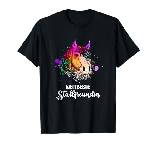 Süßes Pferde Motiv für Mädchen mit Weltbeste Stallfreundin T-Shirt von Reitbekleidung für Kinder mit Spruch und Pferd