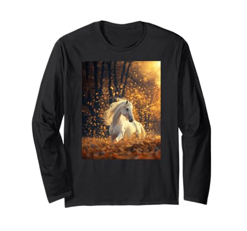 Pferd Herbst Blätter Pferde Mädchen Langarmshirt Pferd Herbst Blätter Pferde Mädchen Langarmshirt von Reiten Pferdefan Pferdeliebhaber Pferdemotiv
