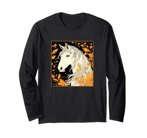 Pferd Herbst Blätter Pferde Mädchen Langarmshirt Pferd Herbst Blätter Pferde Mädchen Langarmshirt von Reiten Pferdefan Pferdeliebhaber Pferdemotiv