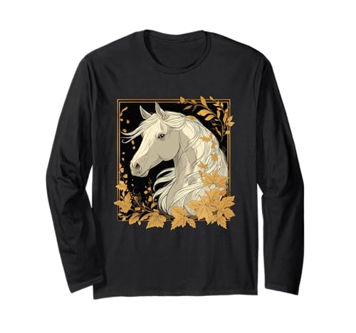 Pferd Herbst Blätter Pferde Mädchen Langarmshirt Pferd Herbst Blätter Pferde Mädchen Langarmshirt von Reiten Pferdefan Pferdeliebhaber Pferdemotiv