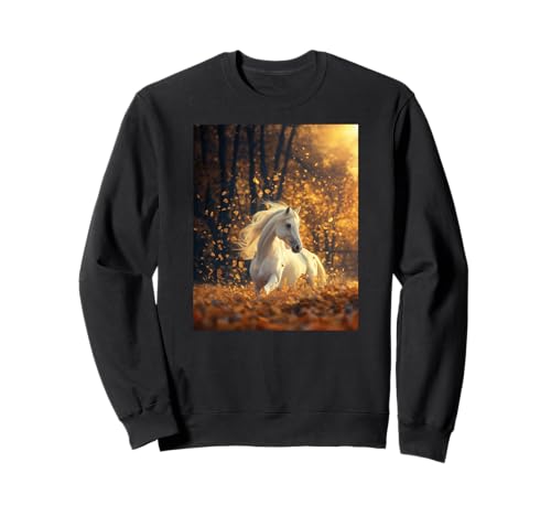 Pferd Herbst Blätter Pferde Mädchen Sweatshirt Pferd Herbst Blätter Pferde Mädchen Sweatshirt von Reiten Pferdefan Pferdeliebhaber Pferdemotiv