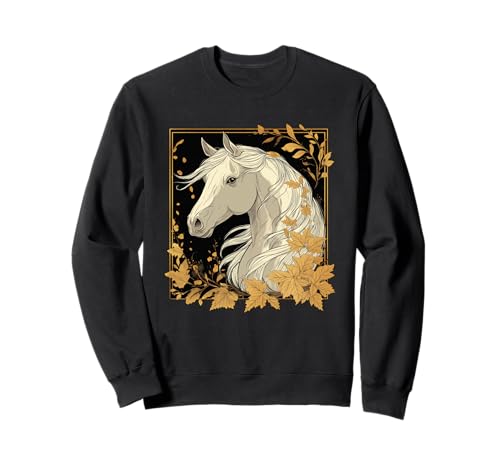 Pferd Herbst Blätter Pferde Mädchen Sweatshirt Pferd Herbst Blätter Pferde Mädchen Sweatshirt von Reiten Pferdefan Pferdeliebhaber Pferdemotiv