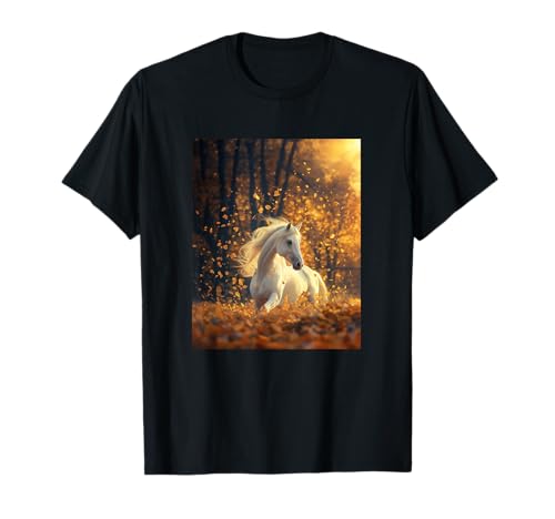 Pferd Herbst Blätter Pferde Mädchen T-Shirt Pferd Herbst Blätter Pferde Mädchen T-Shirt von Reiten Pferdefan Pferdeliebhaber Pferdemotiv