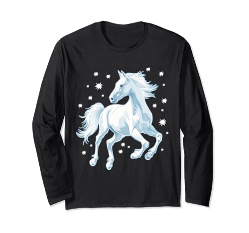 Pferd mit Sternen Pferde Mädchen Langarmshirt Pferd mit Sternen Pferde Mädchen Langarmshirt von Reiten Pferdefan Pferdeliebhaber Pferdemotiv