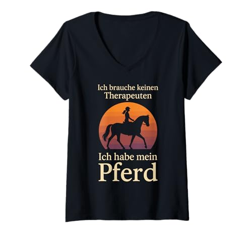 Damen Ich Brauche Keinen Therapeuten Ich Habe Mein Pferd T-Shirt mit V-Ausschnitt Damen Ich Brauche Keinen Therapeuten Ich Habe Mein Pferd T-Shirt mit V-Ausschnitt von Reiten Pferdeliebhaber Therapeut Pferd