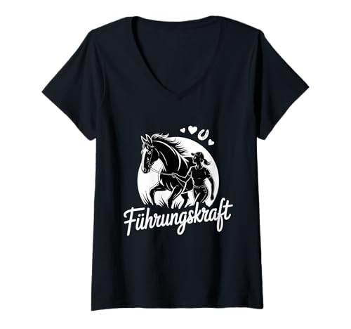 Damen Führungskraft Reiterin Pferde T-Shirt mit V-Ausschnitt Damen Führungskraft Reiterin Pferde T-Shirt mit V-Ausschnitt von Reiten Und Pferde
