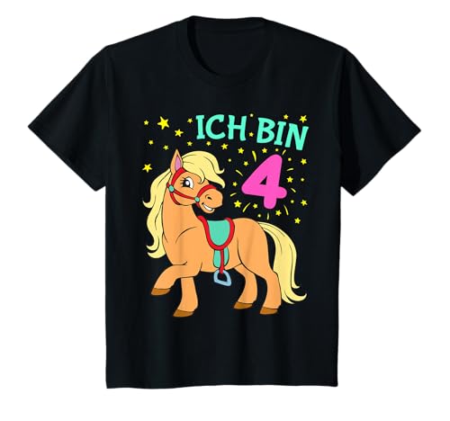 Mädchen 4. Geburtstag Pferd Ich bin 4 Pony Pferde Reiten T-Shirt von Reiterhof Designs für den Kindergeburtstag