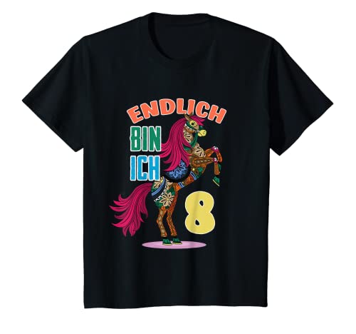 Kinder Pferd 8.Geburtstag endlich bin ich 8 Jahre Zirkus Achter T-Shirt von Reiterin & Reiter Pony Reiterhof Pferde Geschenke