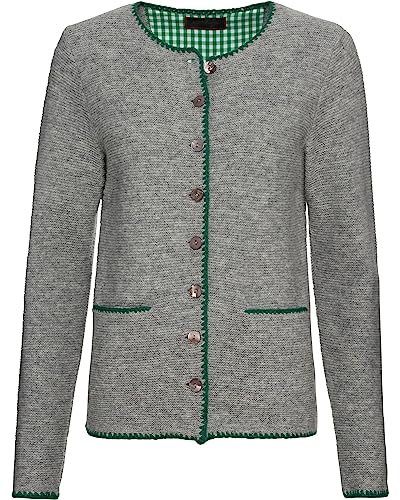 Reitmayer Linksstrickjacke mit Blumenstick Grau/Grün 42 von Reitmayer