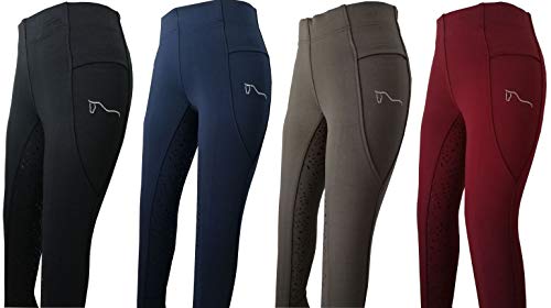 ReitsportPlus Reitleggings Damen Silikon Vollbesatz Reithose Grip (M (38/40), Burgundy) von ReitsportPlus