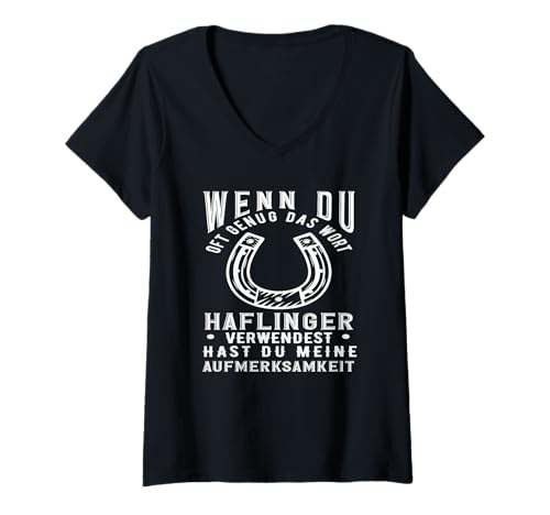 Damen Haflinger Pony Reiten Pferde-Rasse Spruch Tier T-Shirt mit V-Ausschnitt von Reitstall Geschenkideen für Pferdefreunde & Reiter