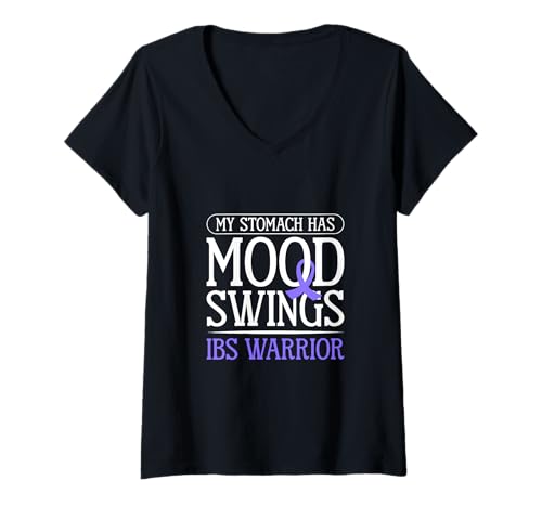 Damen Reizdarm Alltag - Bauch mit Laune T-Shirt mit V-Ausschnitt Damen Reizdarm Alltag - Bauch mit Laune T-Shirt mit V-Ausschnitt von Reizdarm Awareness Designs