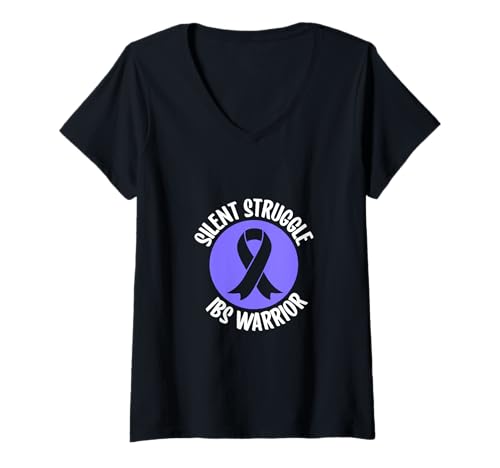 Damen Reizdarm Bewusstsein - Stiller Kampf T-Shirt mit V-Ausschnitt Damen Reizdarm Bewusstsein - Stiller Kampf T-Shirt mit V-Ausschnitt von Reizdarm Awareness Designs