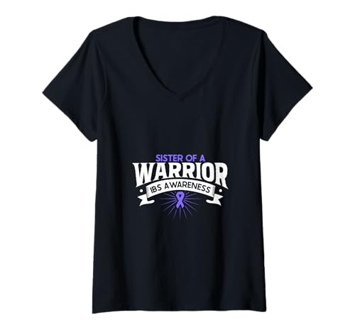 Damen Reizdarm Support - Schwester eines Kämpfers T-Shirt mit V-Ausschnitt Damen Reizdarm Support - Schwester eines Kämpfers T-Shirt mit V-Ausschnitt von Reizdarm Awareness Designs
