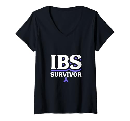 Damen Reizdarm Überlebender T-Shirt mit V-Ausschnitt von Reizdarm Awareness Designs