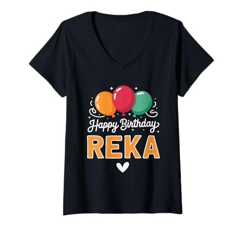 Damen Alles Gute zum Geburtstag Spruch Reka T-Shirt mit V-Ausschnitt Damen Alles Gute zum Geburtstag Spruch Reka T-Shirt mit V-Ausschnitt von Reka Name Spruch für Geburtstag