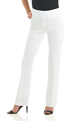 Rekucci Bequeme Hose Damen, Hineinschlüpfen Bootcut Hosen Damen (40, Weiss) von Rekucci