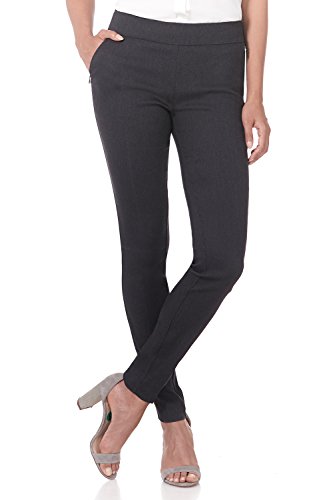 Rekucci Damen Hosen, Bequem anzuziehende Moderne Stretchhose Skinny-Schnitt mit Bauch-Weg-Einsatz (34 Kurz, Dunkel Anthrazit) von Rekucci